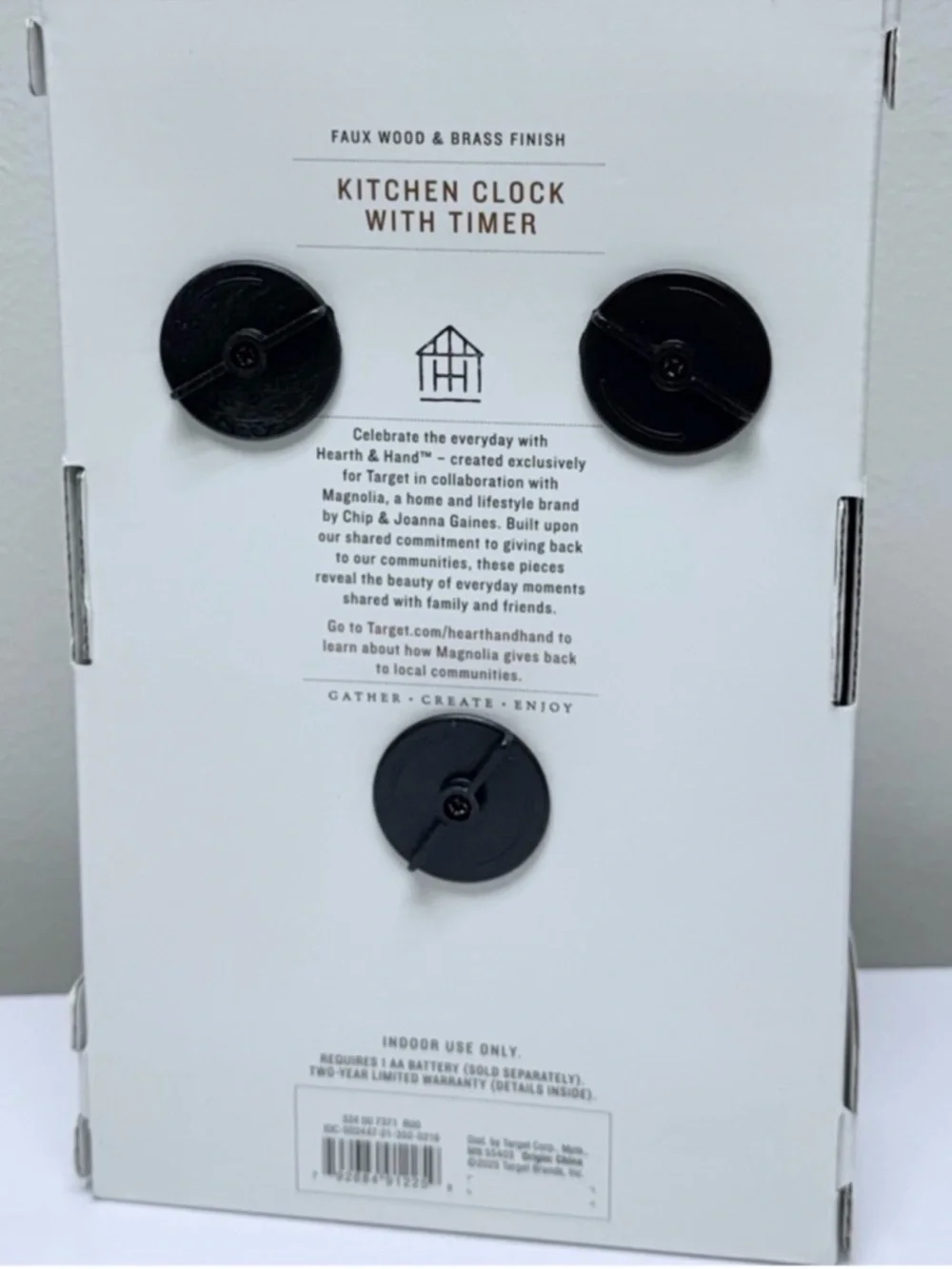 Faux Wood and Brass Kitchen Clock and Timer- Hearth & Hand™ with Magnolia